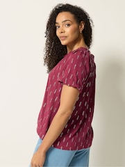 M&Co Red Foil Scoop Neck Top - Image 2 of 6