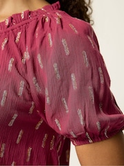 M&Co Red Foil Scoop Neck Top - Image 5 of 6
