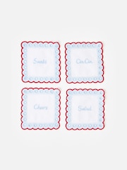Oliver Bonas Set of 4 Blue Gingham Cocktail Napkins - Image 2 of 4