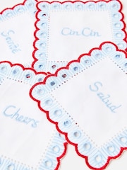 Oliver Bonas Set of 4 Blue Gingham Cocktail Napkins - Image 4 of 4