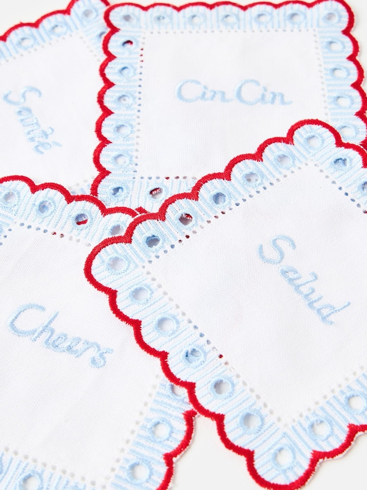 Oliver Bonas Set of 4 Blue Gingham Cocktail Napkins - Image 4 of 4