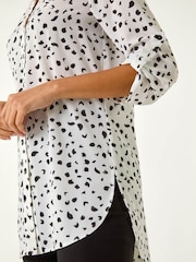 Roman White Spot Print V-Neck Button Blouse - Image 5 of 5