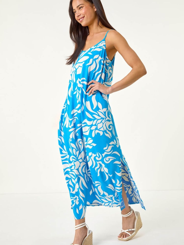 Roman Blue Petite Strappy Tiered Maxi Dress - Image 1 of 5