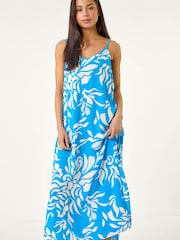 Roman Blue Petite Strappy Tiered Maxi Dress - Image 2 of 5