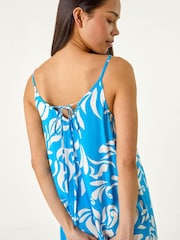 Roman Blue Petite Strappy Tiered Maxi Dress - Image 4 of 5