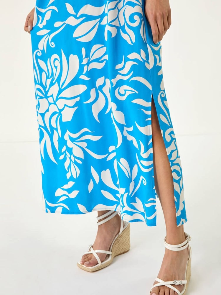 Roman Blue Petite Strappy Tiered Maxi Dress - Image 5 of 5