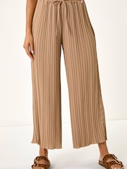 Roman Natural Pleated Wide Leg Culottes - Image 4 of 5
