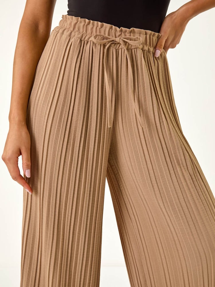 Roman Natural Pleated Wide Leg Culottes - Image 5 of 5