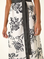 Roman White Monochrome Printed Satin Midi Dress - Image 5 of 5