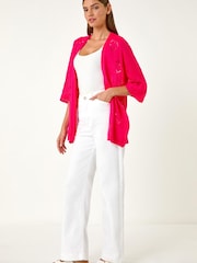 Roman Pink Pointelle Heart Knit Cardigan - Image 3 of 5