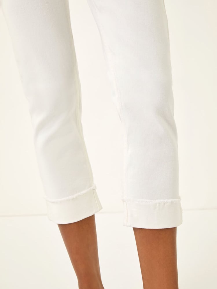 Roman White Slim Leg Turn Up Stretch Jeans - Image 5 of 5