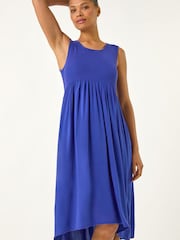 Roman Blue Ribbed Stretch Midi Dress - Image 1 of 5