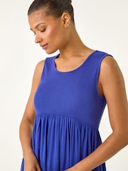 Roman Blue Ribbed Stretch Midi Dress - Image 3 of 5