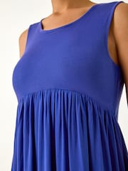 Roman Blue Ribbed Stretch Midi Dress - Image 4 of 5