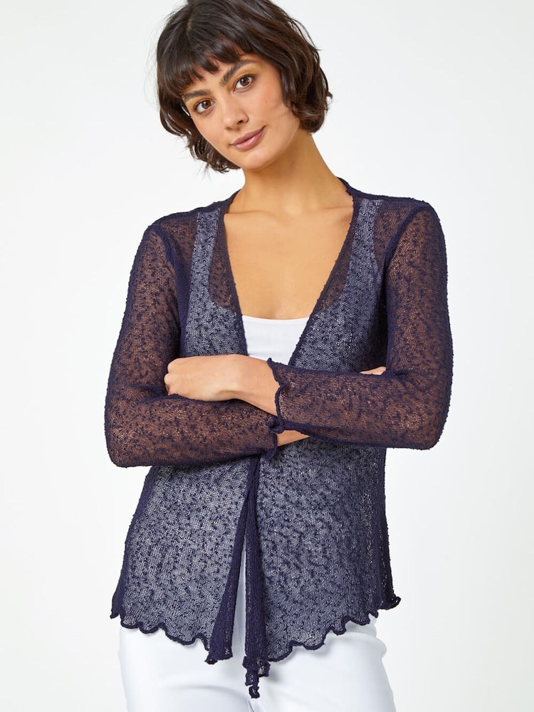 Roman Blue Textured Pointelle Detail Shrug - Image 1 of 5