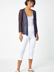 Roman Blue Textured Pointelle Detail Shrug - Image 2 of 5