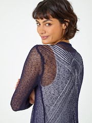 Roman Blue Textured Pointelle Detail Shrug - Image 4 of 5