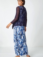 Roman Blue Textured Pointelle Detail Shrug - Image 5 of 5