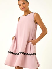 Roman Bright Pink Ric Rac Trim Swing Dress - Image 1 of 5