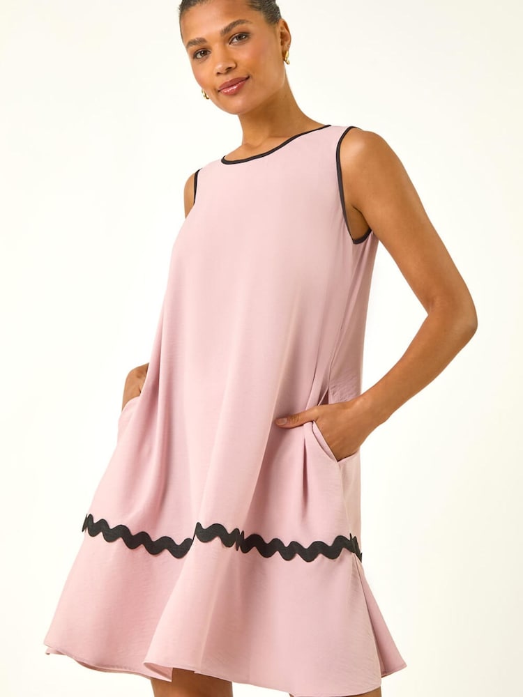 Roman Bright Pink Ric Rac Trim Swing Dress - Image 1 of 5