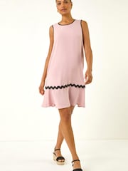 Roman Bright Pink Ric Rac Trim Swing Dress - Image 3 of 5