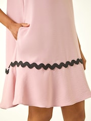 Roman Bright Pink Ric Rac Trim Swing Dress - Image 5 of 5