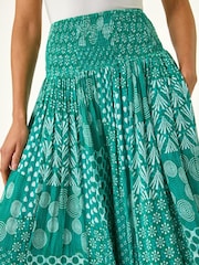 Roman Green Swirl Print Palazzo Wide Leg Trouser - Image 5 of 5