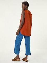Roman Orange V-Neck Front Pleat Vest Top - Image 3 of 5