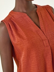 Roman Orange V-Neck Front Pleat Vest Top - Image 4 of 5