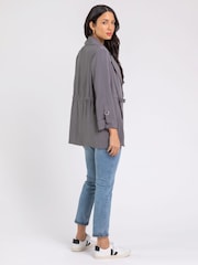 Roman Grey Tie Waist Longline Jacket - Image 3 of 5