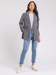 Roman Grey Tie Waist Longline Jacket - Image 4 of 5