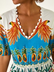 Roman Red Tropical Print V-Neck Maxi Dress - Image 5 of 5