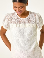 Roman White Lace Frill Top - Image 4 of 5