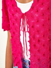 Roman Pink Textured Tie Front Shrug - Image 5 of 5
