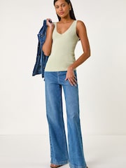 Roman Green Shimmer V-Neck Knitted Vest - Image 2 of 5