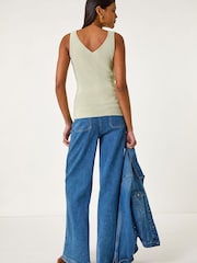 Roman Green Shimmer V-Neck Knitted Vest - Image 3 of 5