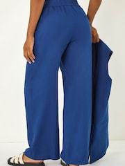 Roman Blue Smart Twill Wide Leg Pocket Trousers - Image 3 of 5