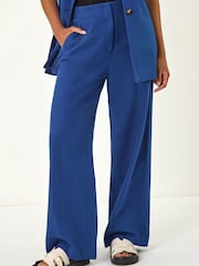 Roman Blue Smart Twill Wide Leg Pocket Trousers - Image 4 of 5