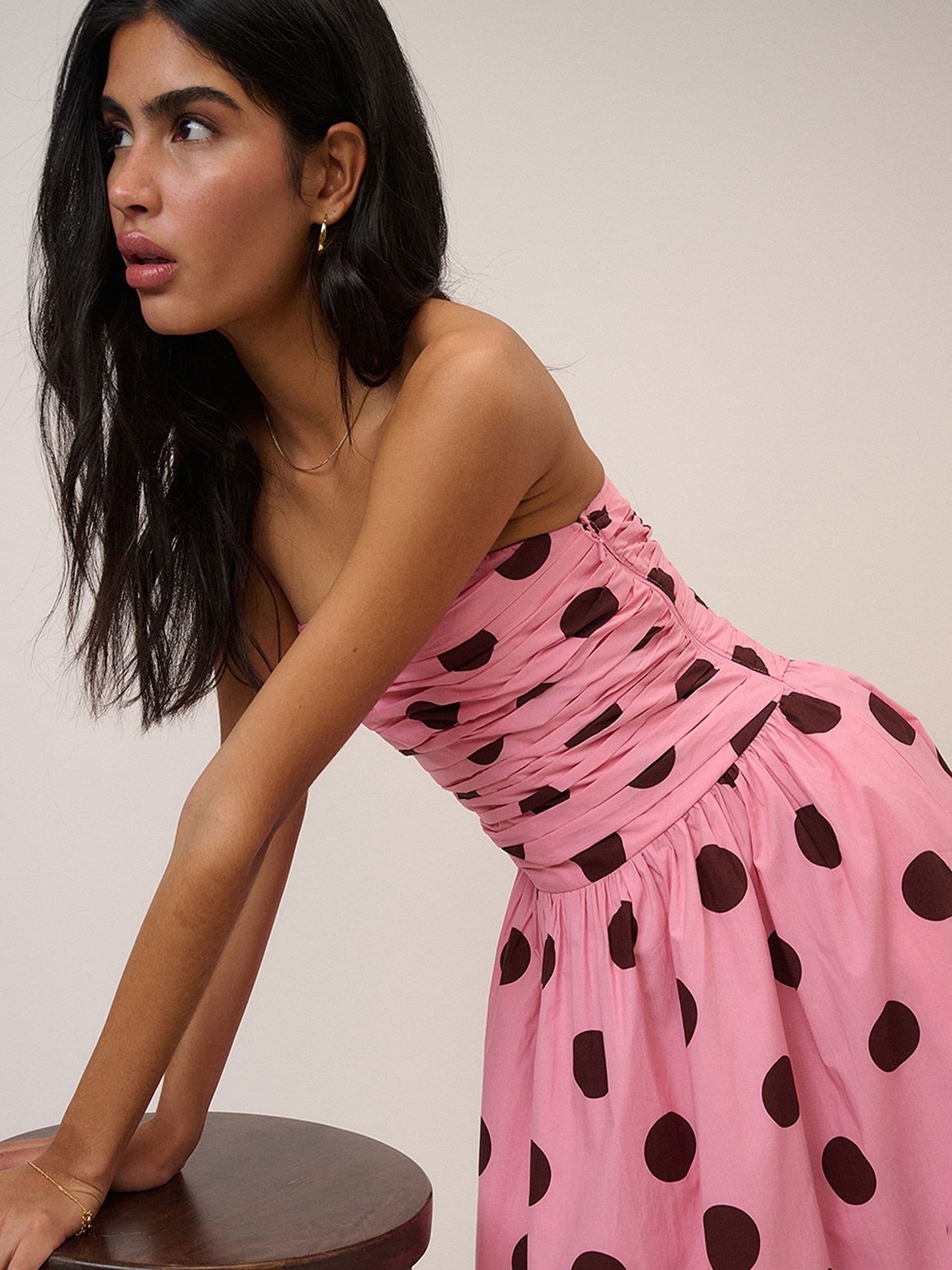 Buy Nobodys Child Pink and Brown Polka Dot Alice Bandeau A-Line