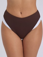 Boux Avenue Brown Rivoli Picot High Waist Bikini Bottoms - Image 1 of 5