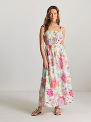 Figleaves White Shirred Maxi Beach Dress - Image 1 of 4