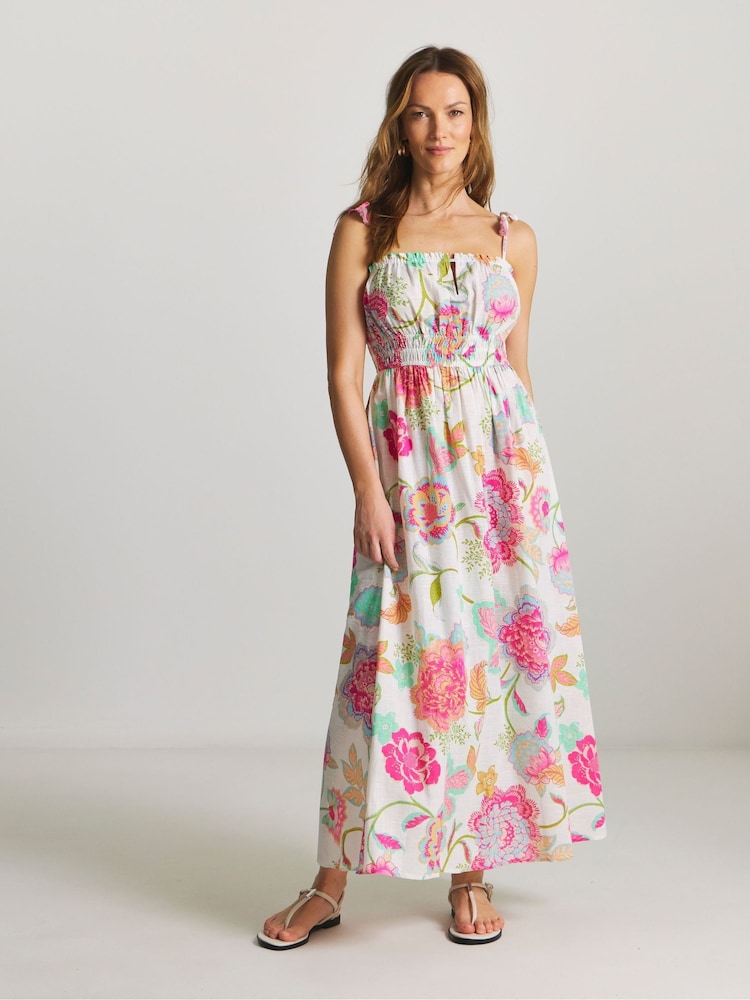 Figleaves White Shirred Maxi Beach Dress - Image 1 of 4