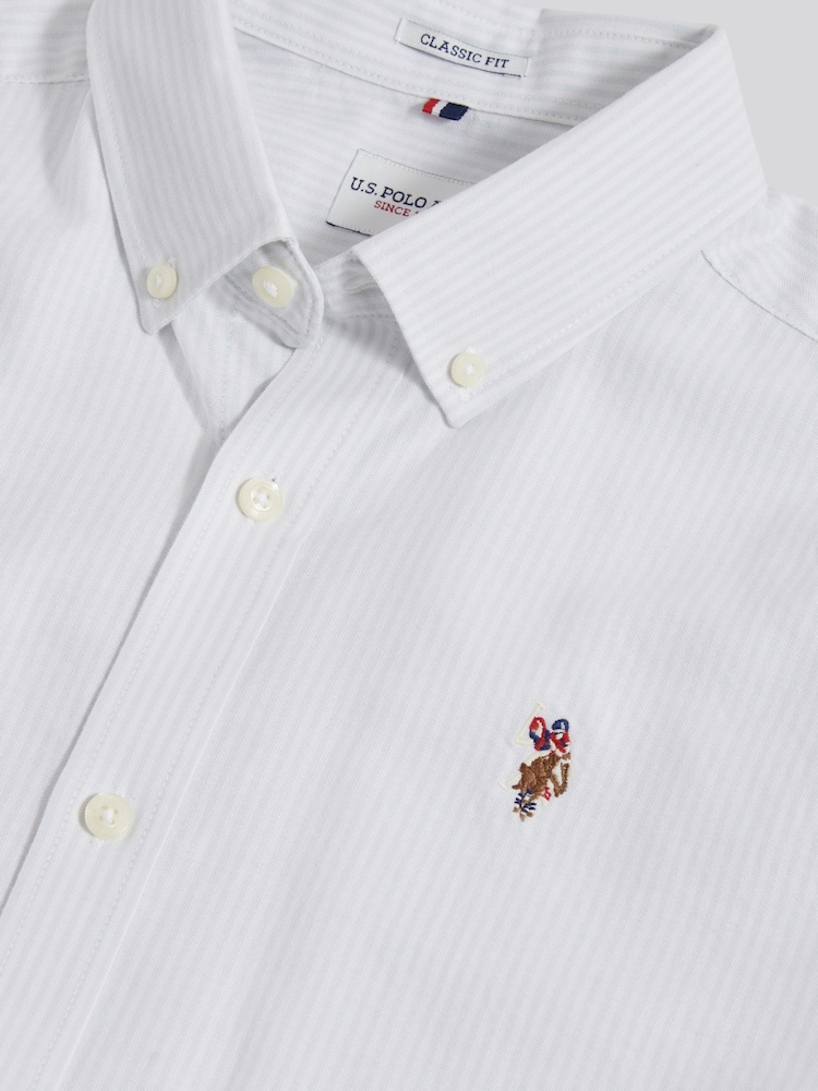U.S. Polo Assn. White Oxford Stripe Short Sleeve Shirt - Image 7 of 7