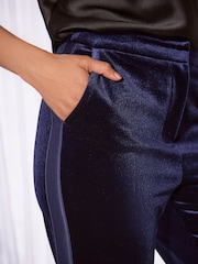 Lipsy Navy Velvet Kick Fare Trousers - Image 4 of 5