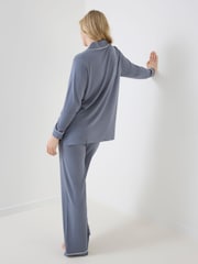 JoJo Maman Bébé Blue Jersey Maternity Pyjama Set - Image 3 of 6