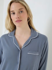 JoJo Maman Bébé Blue Jersey Maternity Pyjama Set - Image 6 of 6