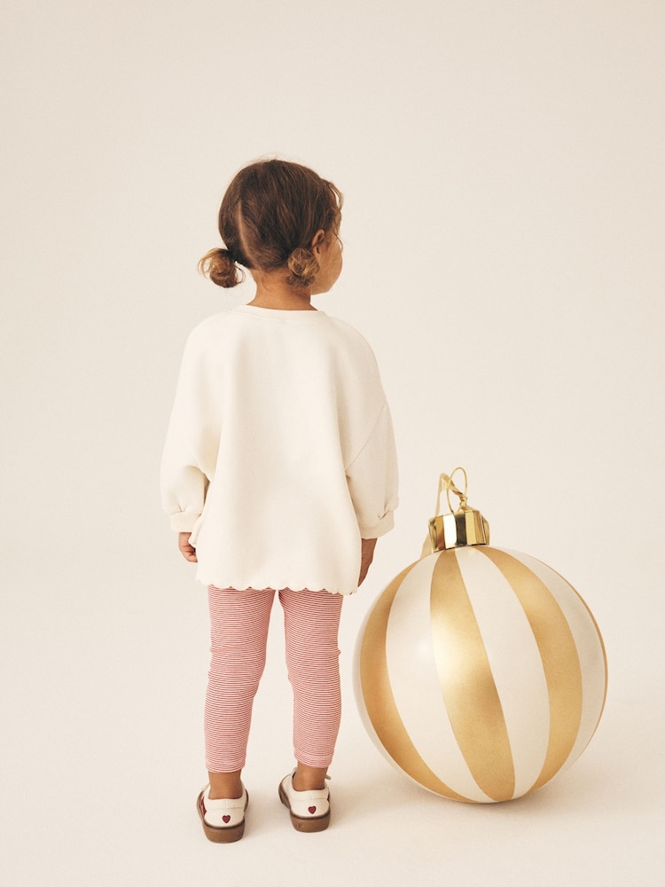Cream Christmas Embroidery Sweatshirt and Leggings Set (3mths-7yrs) - Image 2 of 3 Cream Christmas Embroidery Sweatshirt and Leggings Set (3mths-7yrs) - Image 2 of 3