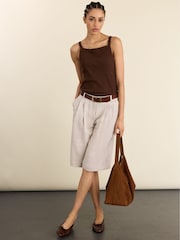 Baukjen Cream Tobi Long Tailored Linen Shorts - Image 2 of 5