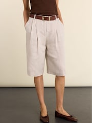 Baukjen Cream Tobi Long Tailored Linen Shorts - Image 3 of 5
