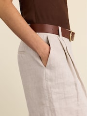 Baukjen Cream Tobi Long Tailored Linen Shorts - Image 4 of 5